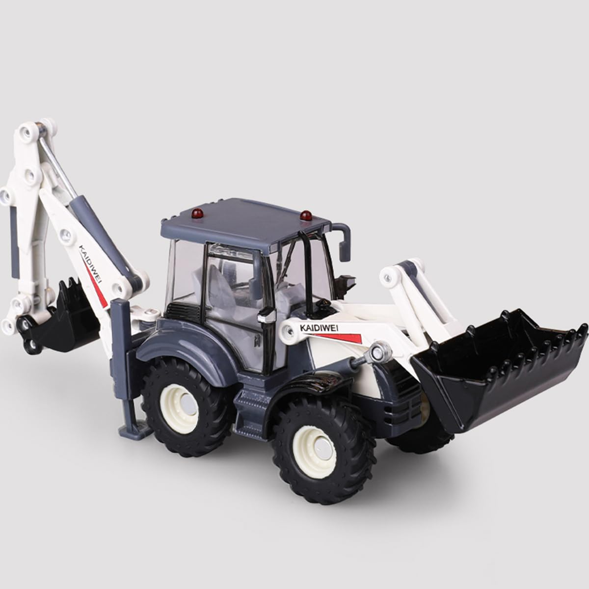 Photo 1 of 1/50 Die-Cast Metal Excavator Backhoe Front Loader Truck for Collectors (White)