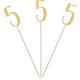Gold Glitter 5th Birthday Centerpiece Sticks, 12-Pack Number 5 Table Topper Anniversary Party Decorations