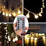echosari [Remote & Timer] 16 Feet 50 LED Outdoor Globe String Lights 8 Modes Battery Operated Frosted White Ball Fairy Light(dimmable, Ip65 Waterproof, Warm White)