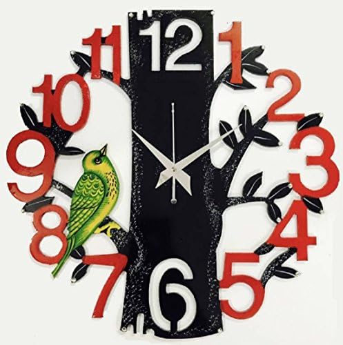 VK Collection Wall Clocks for Living Room (with Glass) Black::Green