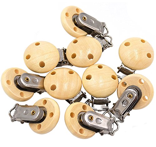 Ocharzy 30Pcs Pacifier Clip Wooden Clip Teething Beads Suspender Clips - Thumbnail 7