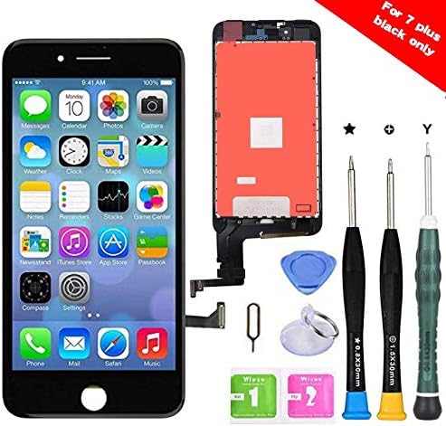Screen Replacement Compatible iPhone Touch LCD Complete Repair Kits, LCD Touch Digitizer Display Glass Assembly with Tools (7PLUS-Black)