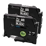 Markurlife 2 Pack TZe-335 TZe335 TZ-335 TZ335 Label Tape White on Black Compatible for Brother P-touch 1/2