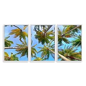3 Piece Framed Canvas Wall Art for Living Room, Bedroom Vintage Tropical Palm Trees Canvas Prints for Modern Home Decoration Ready to Hang - 16"x24"x3 Panels