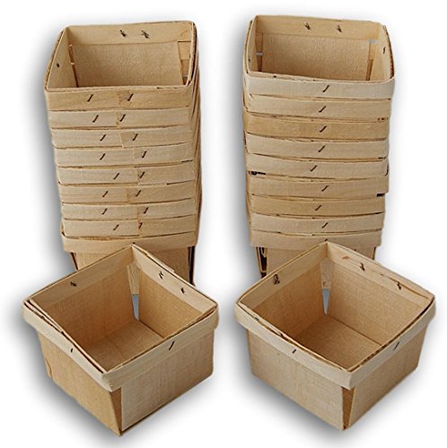 Pint Square Vented Wooden Berry Baskets - Set of 20