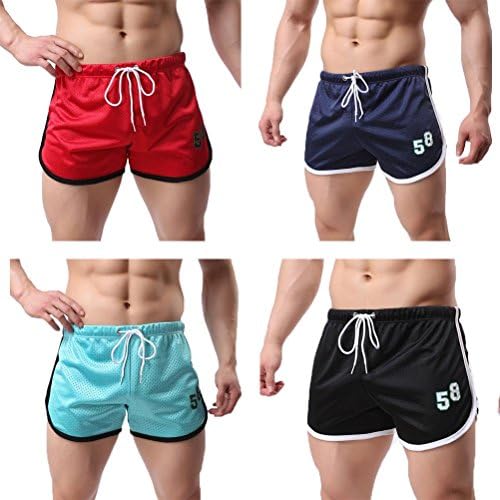 Wuzax Mens Home Shorts Double Layer Trunks 4 Pack Movement Fashion Underwear Mesh Breathable