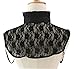 Joyci Student's Sweet Pleated Ruffled Lace Half Shirt False Collar Choker Tie (Black)