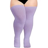 Moon Wood Plus Size Thigh High Socks for Thick Thighs- Womens Knit Cotton Extra Long Over the Knee High Socks Leg Warmer