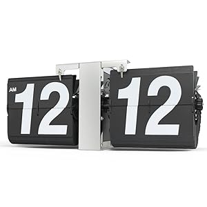 Betus Retro Style Flip Desk Shelf Clock - Classic Mechanical-Digital Display Battery Powered - Home & Office Decor 14 x 5.5 x 3.5 Inches