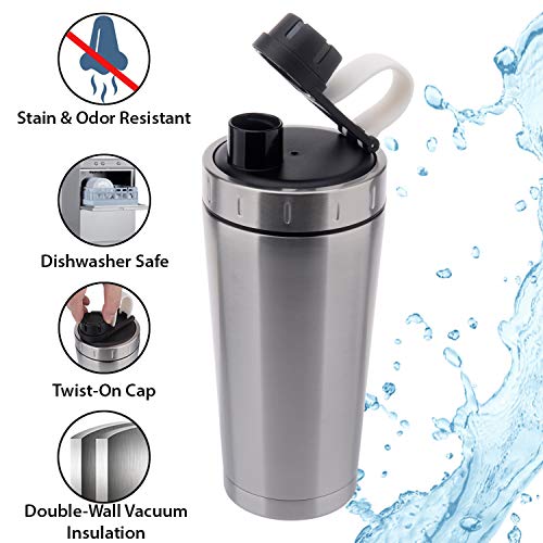 Stainless Steel Protein Shaker Bottle Insulated Keeps Hot/Cold