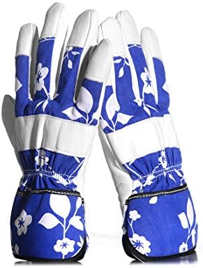 Glovs Goatskin Leather soft cotton Gloves driver gloves perfect for Winter ,Planting, Digging, Rose Pruning and Most Garden Works Motorcycle,chrismas gift,Blue and White(Medium,1 pair)