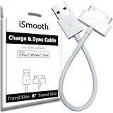 Apple Certified 6 in. 30 pin Sync and Data Cable - Compatible with iPhone 4, iPad, iPod - MFi Certified - 10 Year Warranty - By iSmooth