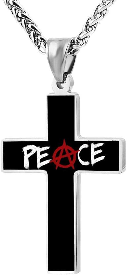Cross Necklace Dark Anarchy Polished Necklace with Chain Christian Jewelry Cross Pendant for Men Women