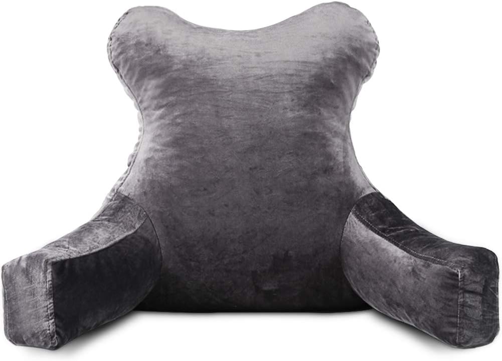 mittaGonG Slim Waist Reading Pillow,Back Pillows for Sitting in Bed,Reading & Bed Rest Support Pillows with Velvet Removable Cover Suited for Ladies and Girls (Upgraded Gray) (Blue) (Gray): Home & Kitchen