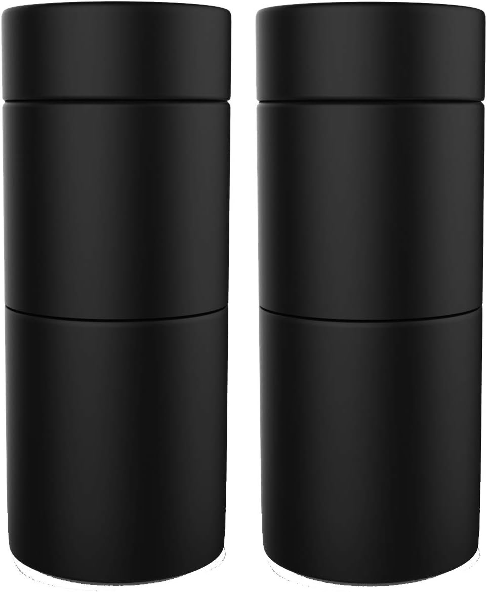 Herb Stash Jar | 2 Solid Aluminum Airtight Smell Proof Containers #1 Best Way To Preserve Herbs Tobacco & Spices (Black Perfect 2 Pack)