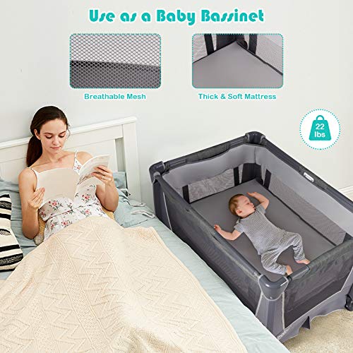 HONEY JOY Pack and Play with 4in1 Baby Playard with