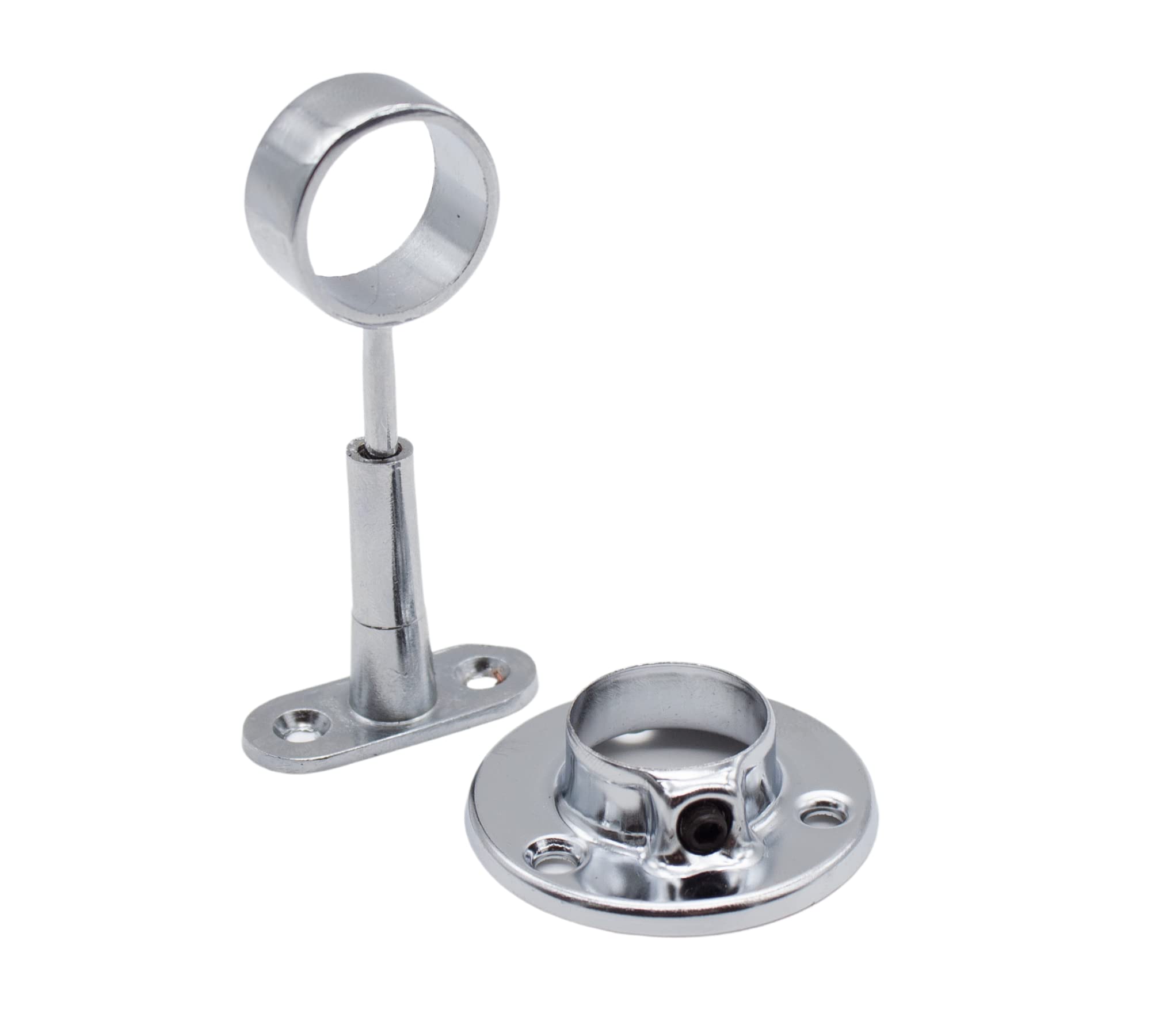 DOJA Barcelona Round Wall Bracket + Ceiling Mounting Hook for Clothes Rail Cupboard Diameter 25 mm Pack 4 + 4 Ceiling Mounting + Wall Mount Coat Rail Clothes Rail Ceiling Bracket Cabinet Tube