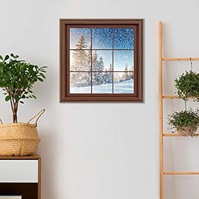 Framed Canvas Home Artwork Decoration View from The Window Canvas Wall Art for Living Room, Bedroom - 16x16 inches