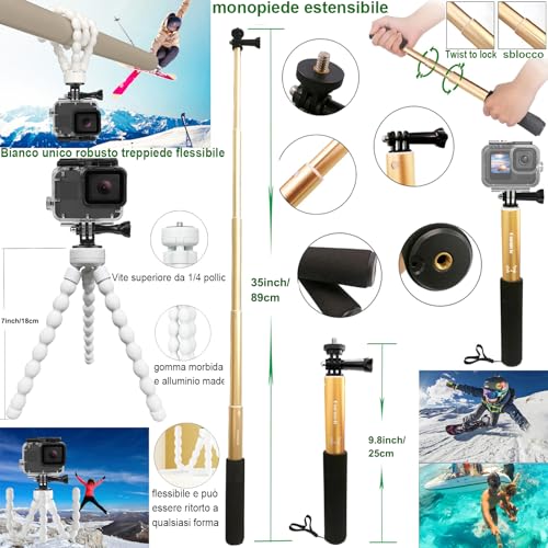 Gurmoir Action Camera Accessory Kit for Gopro 13 12 11 10 9, Camera Action Kit Compatible with Gopro Hero 13 12 11 10 9 (DT16)
