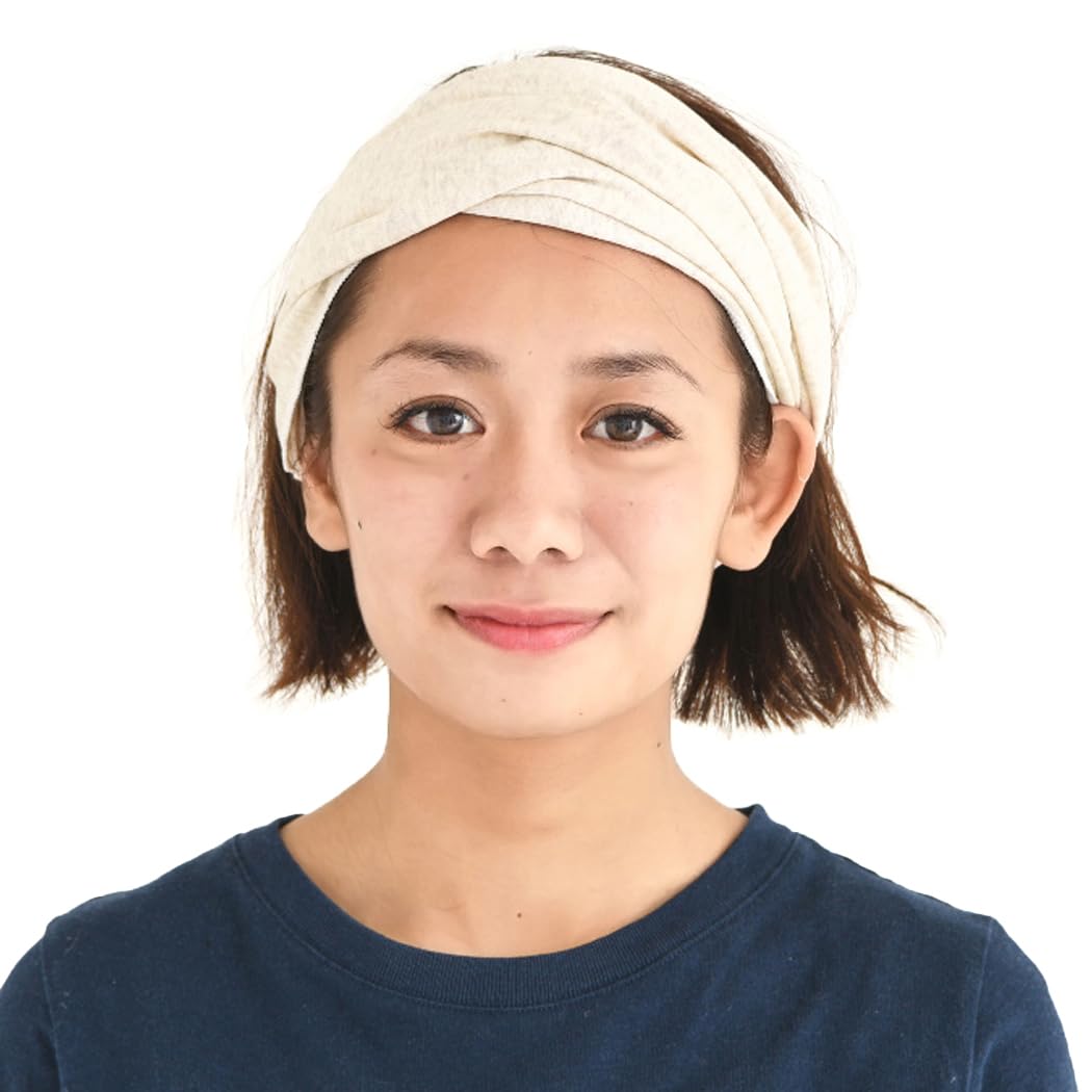 Wide ORGANIC Cotton Bandana Headband - Womens Mens bandana headbands Headwrap Elastic Head Bands Cream L
