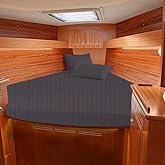 Balsara's Boating Sheet Set - 100% Egyptian Cotton 800TC Universal V Berth The Best Boat V Berth Bedding Fits mattresses up to 6” Depth - Great Gift for Boaters! (Dark Grey Stripe)