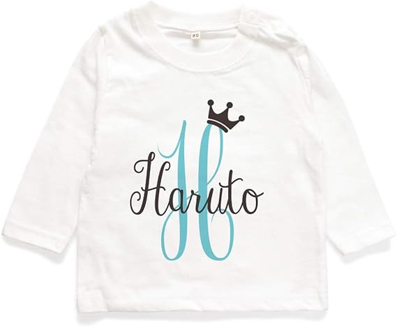 Amazon Co Jp 長袖 名入れ キッズ ベビー 長袖tシャツ イニシャル02 王冠 リボン 80 90 100 110 130 ロンティー 名前入り 出産祝い ギフト かわいい 服 ファッション小物