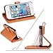 iPhone SE Case, iPhone 5S Wallet Case, SHIELDON Genuine Leather Slim Folio Flip Magnetic Case Cover with Kickstand & Credit Card Slots for Apple iPhone 5/5S/SE, Tan Brown