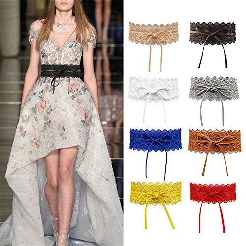 Lace Belt Bow Tie Wrap Obi Style Wide Waist Band Belt Boho Band Corset Accessories Dress Cincher