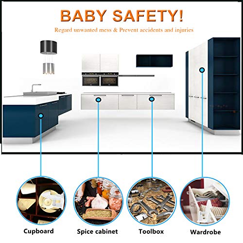 Baby Proofing Safety Cabinet Locks - Vkania 16 Pack Kids Drawer Latches with Strong Adhesive - No Tools|No Drilling |No Magnetic-Optional Screws