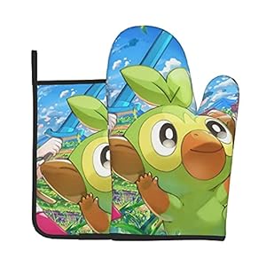Xiaoxian Pokemon 33 Hittebestendige keukenovenhandschoenen, ovenhandschoenen en potdekselhandschoenen, veilig om te…
