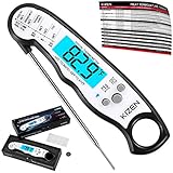 Instant Read Meat Thermometer - Best Waterproof Ultra Fast Thermometer with Backlight & Calibration. Kizen Digital Food Thermometer for Kitchen, Outdoor Cooking, BBQ, and Grill!
