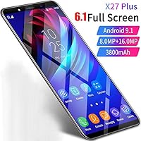 Tosuny 6.1" HD Screen Octa-Core Face Recognition 3G Smart Phone 3+32G Android 9.1 Fingerprint Unlock Mobile Phone Dual Card Dual Standby with Dual Camera, 3800mah Battery(US Plug)