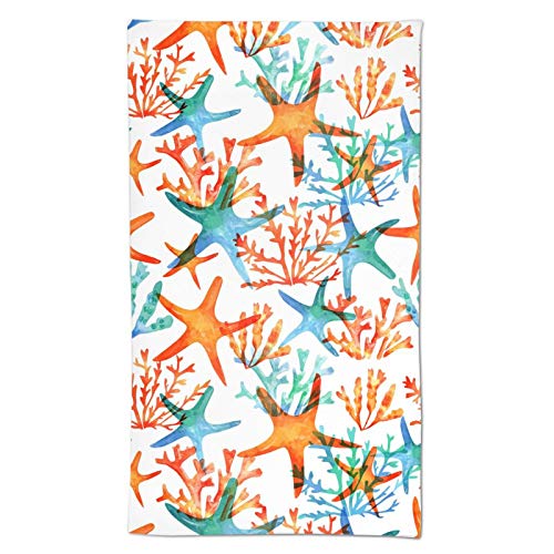 Marine Starfish and Coral Nautical Theme Hand Towels, Colorful Face