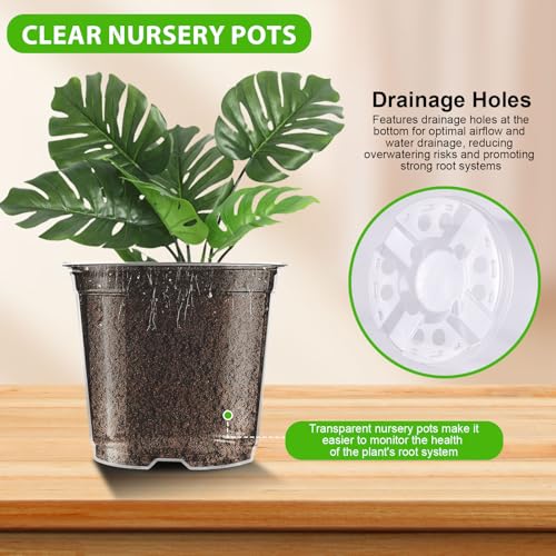 auriikoop 15 Pieces Plastic Pots, 9/10/13 cm Transparent Orchid Pots with Drainage Holes for Indoor and Outdoor Plant Cuttings