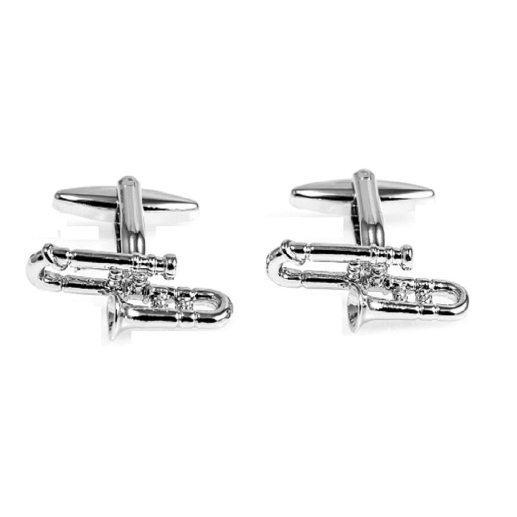 MRCUFF Trombone Pair Cufflinks in a Presentation Gift Box & Polishing Cloth