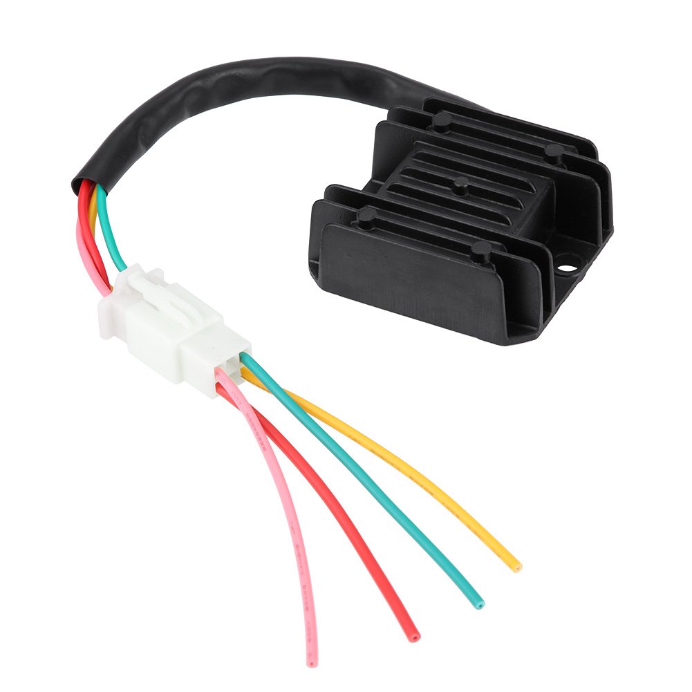 Voltage Regulator Rectifier, 4 Wires 4 Pins for Motorcycle Boat Motor ATV GY6 50 Scooter Motorcycle Voltage Rectifier(Black)