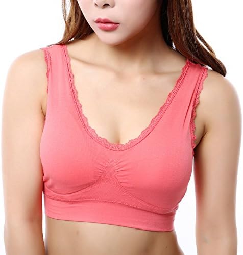 Wengift Lace Edge Double Layer Seamless U-back Full-Support Sports Bra Yoga Bra