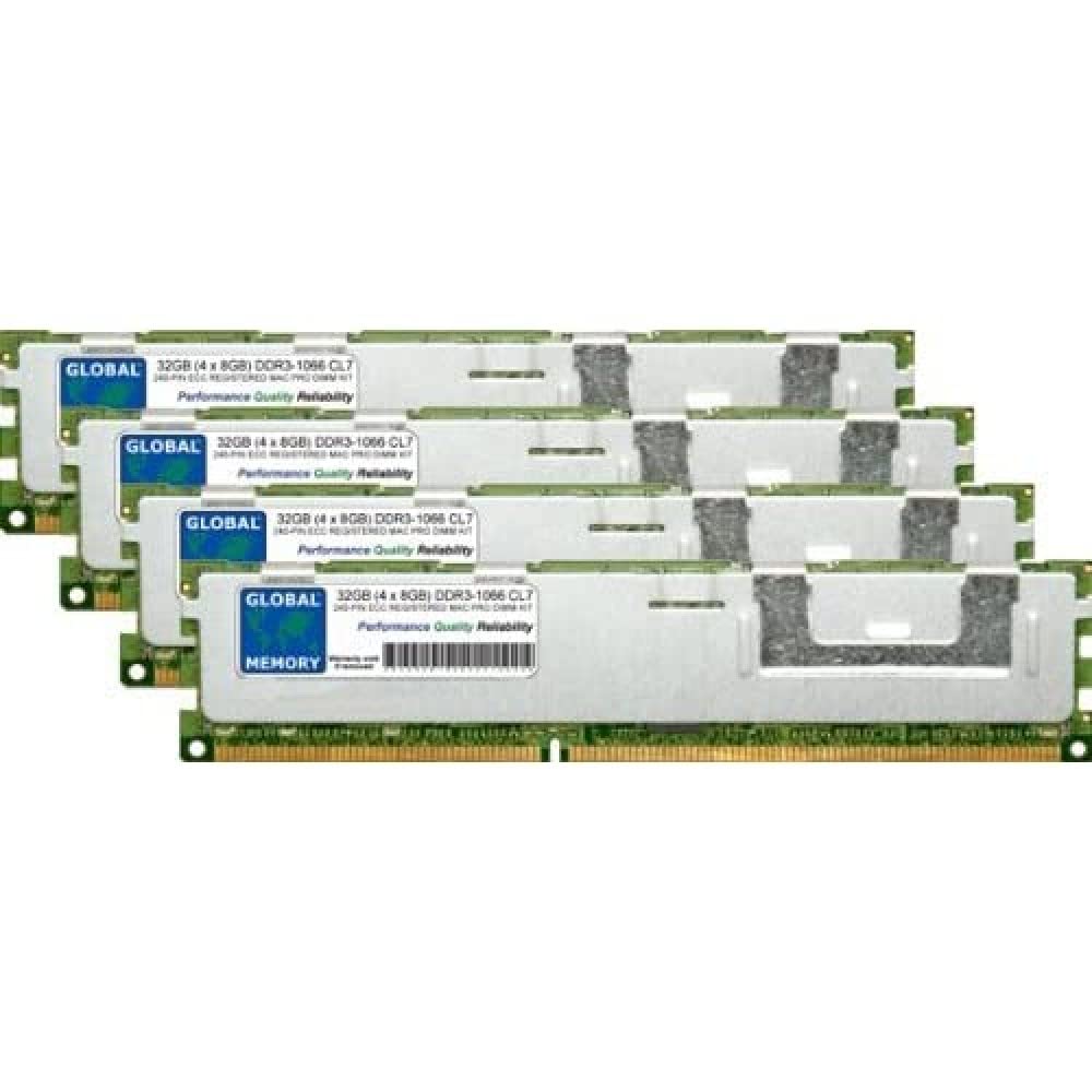32GB (4 x 8GB) DDR3 1066MHz PC3-8500 240-PIN ECC REGISTERED DIMM (RDIMM) MEMORY RAM KIT COMPATIBLE WITH MAC PRO (EARLY 2009 - MID 2010 - MID 2012)