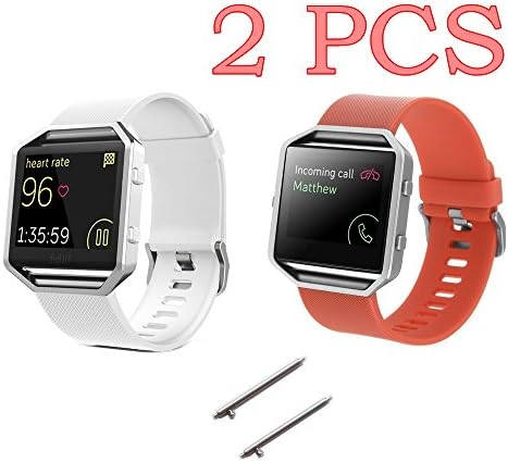 Fitbit Blaze Bands Small, yearscase 2PCS Silicone Replacement Sport Smart Watch Bands for Fitbit Blaze Smart Fitness Watch (White&Watermelon Red)