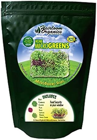 Heirloom Organics NON-GMO Home MicroGreen Seed Pack - 8 Varieties - 200,000+ Non-Hybrid MicroGreen Seeds - Food in as Little as 7 Days