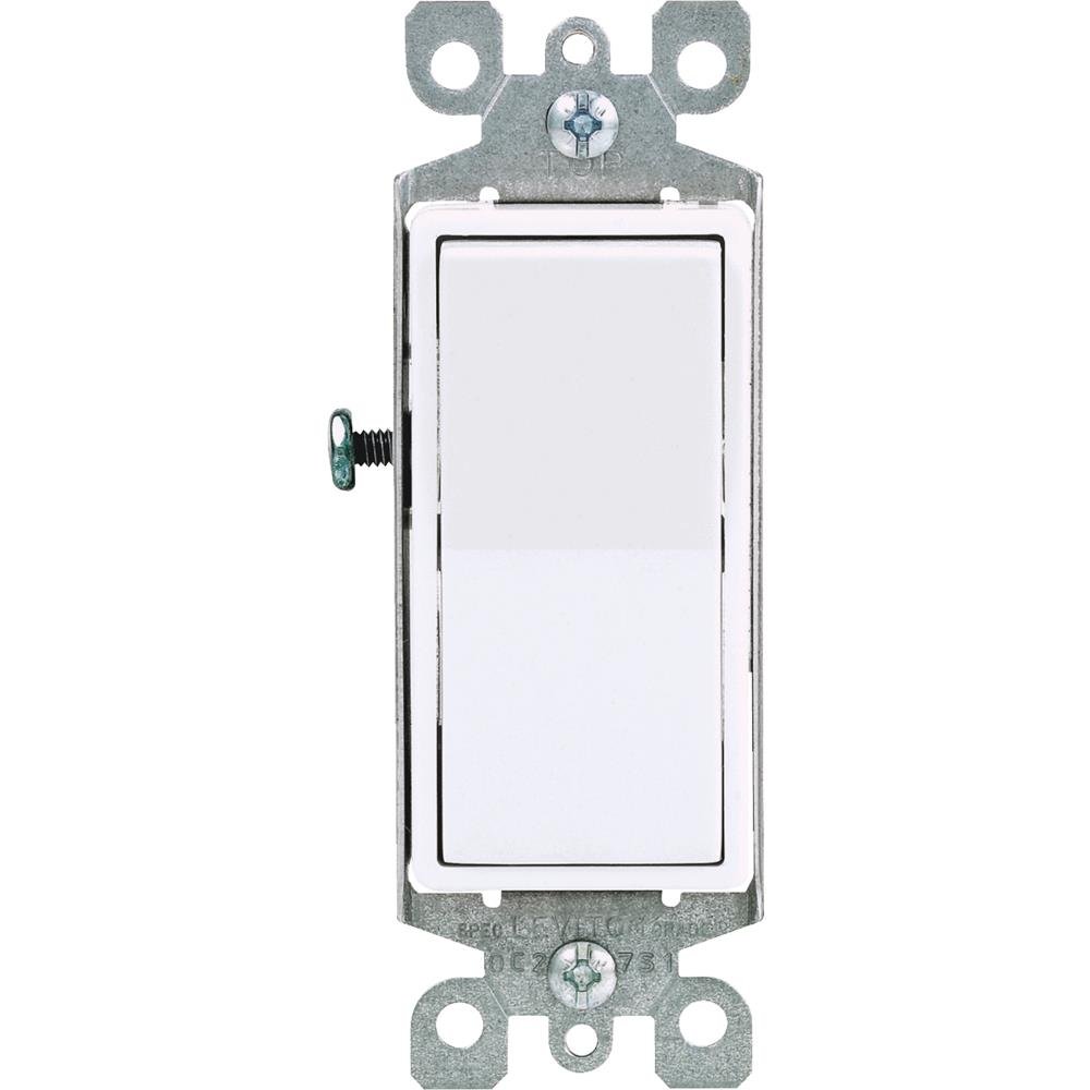 Photo 1 of Leviton 5 Amp, 120/277 Volt, Decora Rocker Single-Pole AC Quiet Switch, Residential Grade, Grounding, 5601-2WS, White