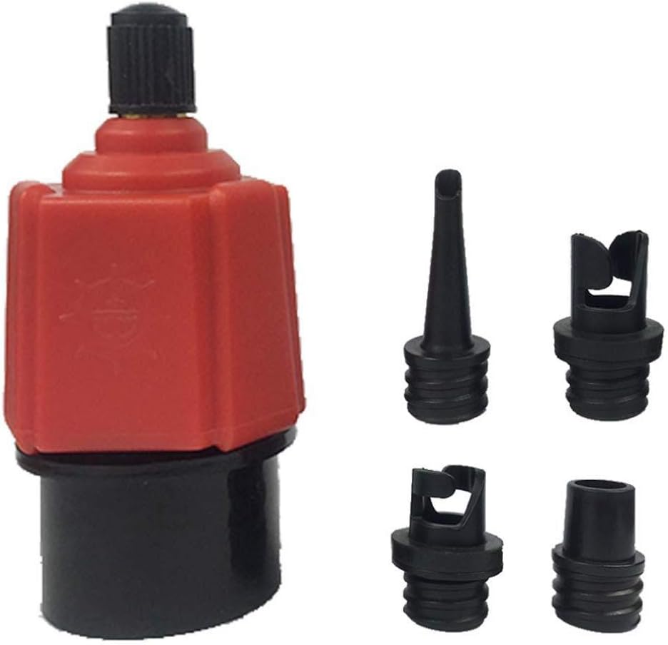 FOONEE Multifunction Air Pump Valve Adapter, ABS and Alloy Material SUP Valve Adapter Accessories with 4 Nozzles for Kayak Dinghy Inflatable Boat Inflatable Bed
