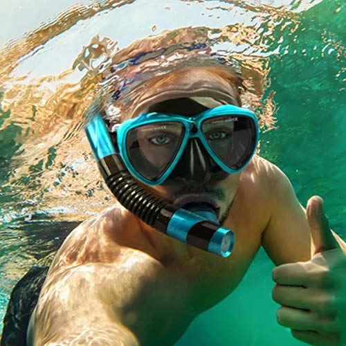 AiJoy Dry Top Snorkel Set Tempered Glass Diving Mask Anti-Fog Lens Snorkeling Set for Adult and Youth - Thumbnail 6