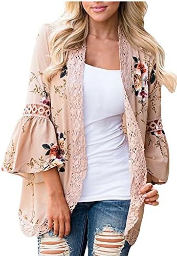 Sierry Women Beach Cover up Loose Print Floral Beach Wear Bikini Covers Cardigan Cape