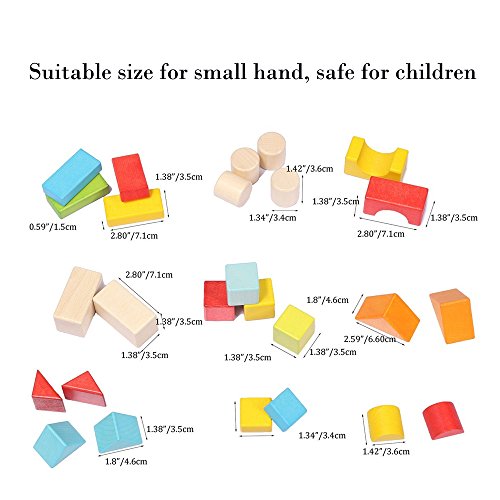 26 Piece Wooden Building Blocks Set Wood Stacking Game Educational Toys for Kids