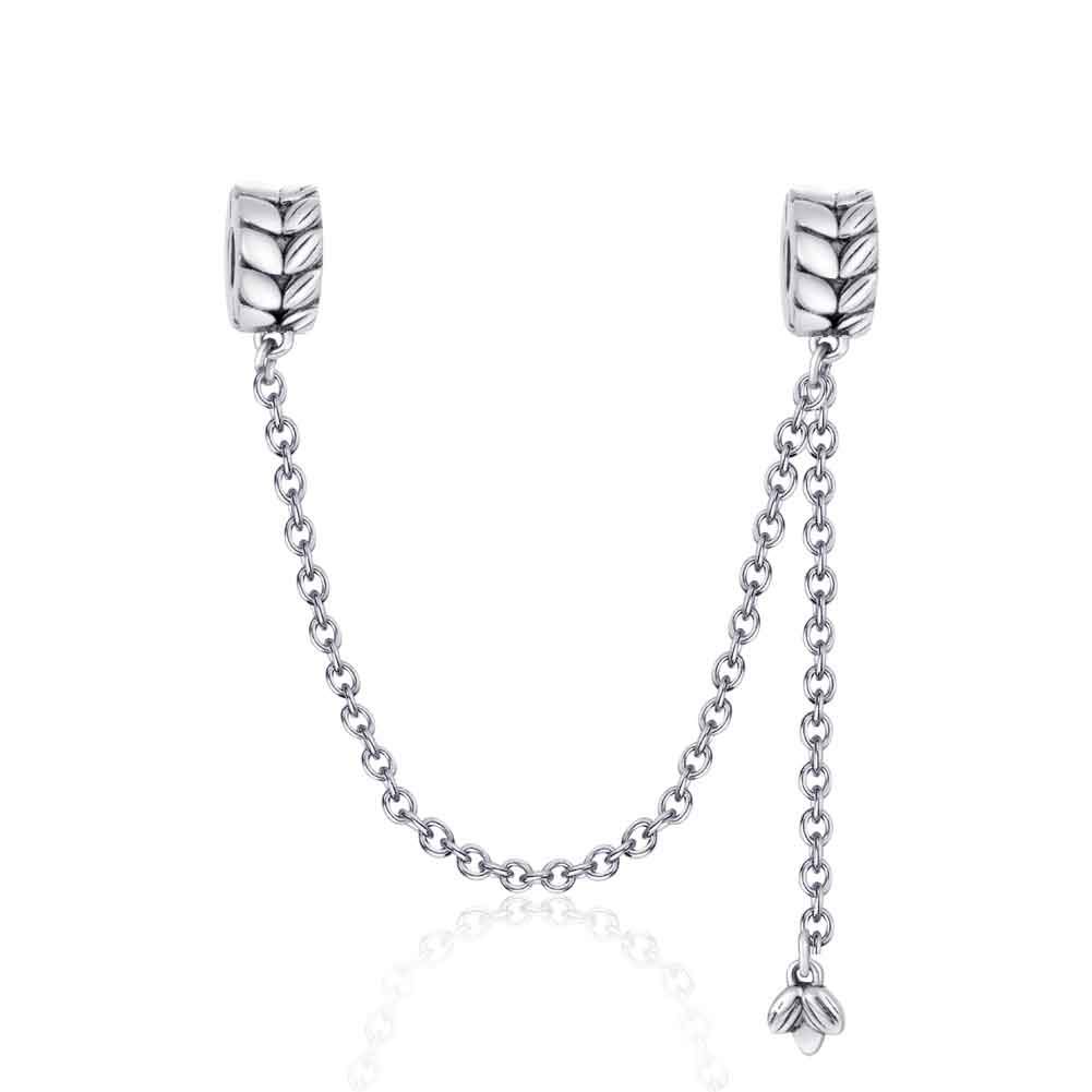 Safety Chain Charm 925 Sterling Silver Clip Charm Stopper Charm for Pandora Charm Bracelet