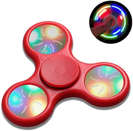 Fidget Spinner, Tezewa Ultra Led Flickering Fast Bearings Finger Toy Great Gift For Release Pressure (Red-Led)