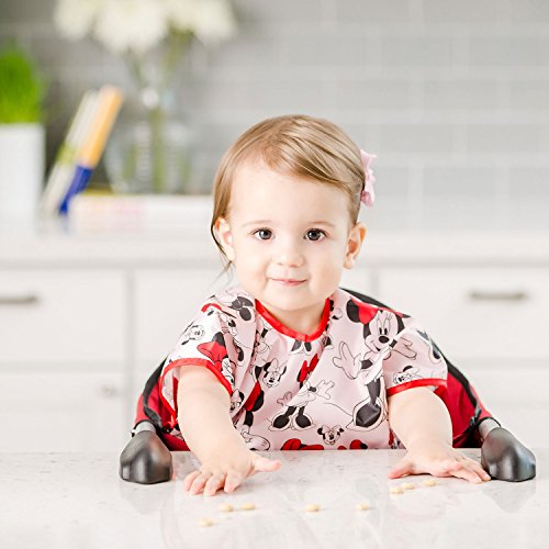 Bumkins Disney Minnie Mouse Junior Bib / Short Sleeve Toddler Bib / Smock 1-3 Years, Waterproof, Washable, Stain and Odor Resistant - Classic