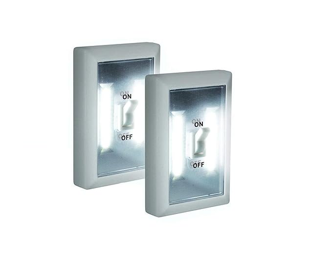 Amazin Mall LED Wall Light with Switch, Wireless & Battery Operated, Pack of 2 (White)