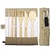 Bamboo Travel Utensil Set Organic Reusable Flatware Utensils (Fork, Spoon, Knife, Chopsticks, straw and brush) Portable, Stylish, Lightweight & Eco Friendly Cutlery for Outdoor Camping, Office Lunch B